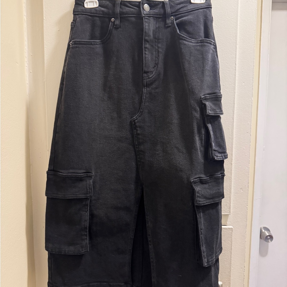 Wild Fable Women's Denim Cargo Midi Skirt - Black Wash : Size: S